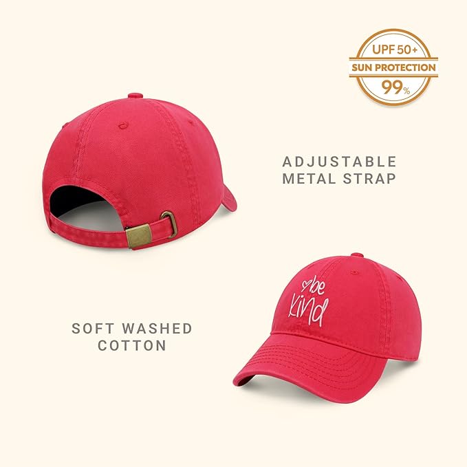 CHOK.LIDS Be Kind Trendy Womens Baseball Cap Unisex Fashion Cotton Polo Style Fun Inspirational Saying Seasonal Headwear