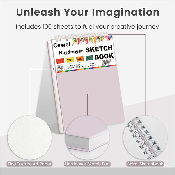 Cute Sketch Book for Kids Ages 8-12 Girls, 1 Pack-100 Sheets Purple Sketch Book - Image 4