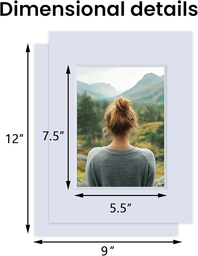 Falling in Art 5 Pack Acid Free 9x12'' White Picture Mats Board Show Kit - Image 2