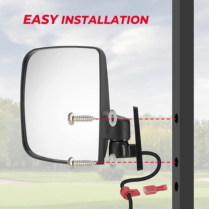 KEMIMOTO Golf Cart Side Mirrors with LED Turn Signal Lights, Universal Rear View Mirrors Compatible with Club Car, EZGO, ICON, Drive, and Kandi Golf Carts