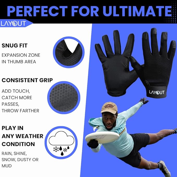 Layout Elite - Discgolf and Ultimate Frisbee Glove - Play Better with Consistent Grip