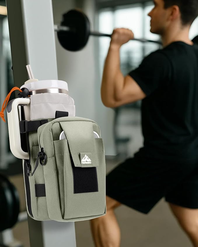 Nefeeko Magnetic Gym Bag, Water Bottle Holder with Phone Pouch, Adjustable Sling Strap, Detachable 2-in-1 Design, Gym Accessories for Men and Women, Water Bottle Bag for Fitness, Sports, Travel