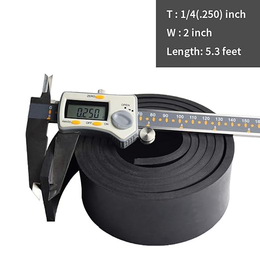 DOBTIM Neoprene Rubber Strips 1/4" Thick X 2" Wide X 5' Long, Solid Rubber - Image 2