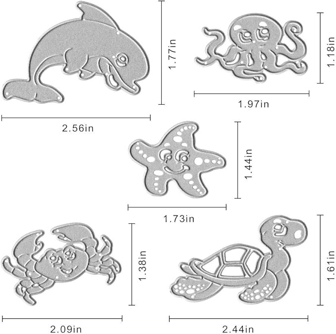 Metal Sea Animals Starfish Dolphin Crab Tortoise Cutting Dies, Ocean Octopus - Image 2
