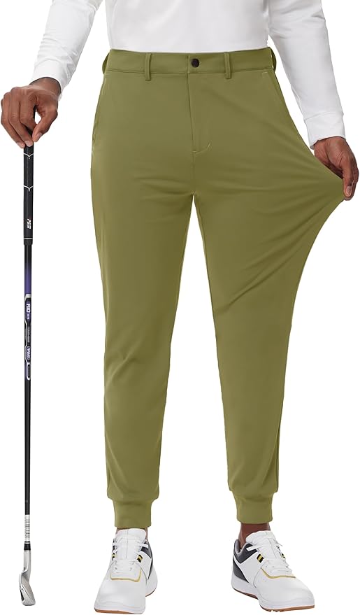 JWM Men's Stretch Golf Joggers Pants with Belt Loops - 29" 34" Slim Fit Tapered Casual Business Travel Dress Work Sweatpants