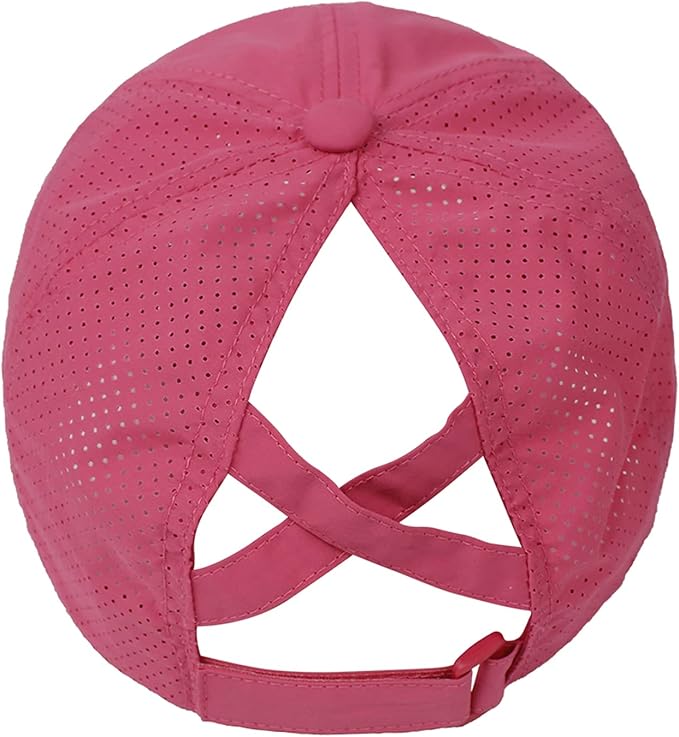 HGGE Womens Criss Cross Ponytail Baseball Cap Adjustable High Messy Bun Ponycap Quick Drying Hat