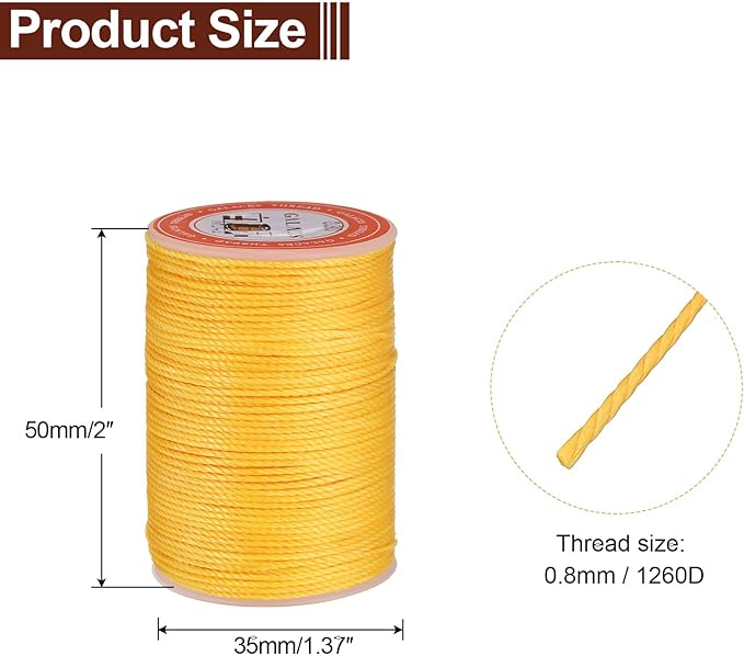 uxcell Round Leather Sewing Waxed Thread, 55m / 60 Yards Polyester Wax String - Image 2