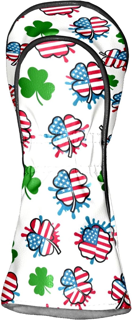 Golf Headcovers Fits Driver Hybrid Fairway 3/5 Wood, Waterproof PU Leather Golf Club Protector, Ideal Sports Accessories & Golfer Gift Colorful Geometry