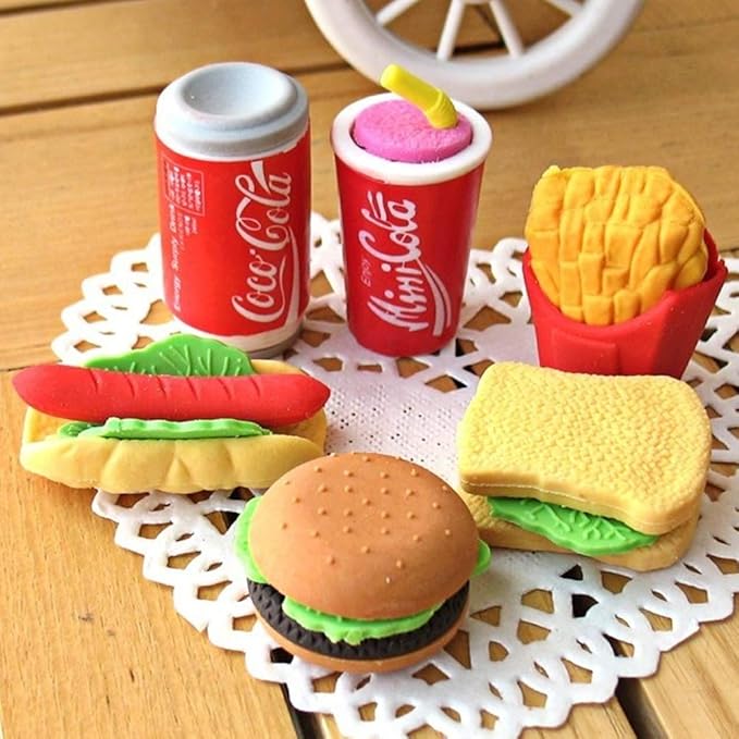 72 Pcs Assorted Food Pencil Erasers Toy Set, Cake Dessert Fruit Puzzle Erasers - Image 5