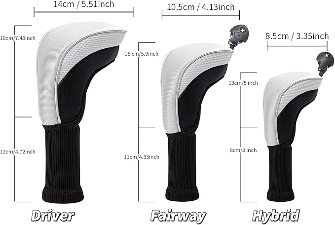 Golf Club Head Covers for Woods 3/4/5/6 Pieces Long Neck Mesh Sports Golf Club Headcovers Set with Interchangeable No. Tags 3 4 5 6 7 X Golf Accessories for Men Women