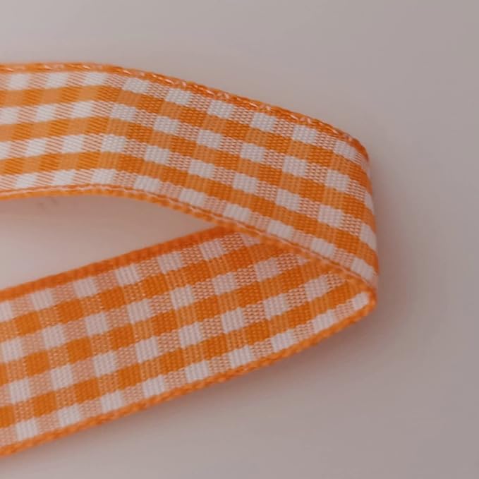Orange Gingham Plaid Checked Ribbon 25 Yards Each Roll 100% Polyester - Image 9