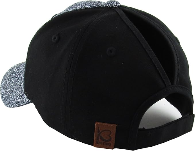 Classic Plain Ponytail Messy High Bun Headwear Adjustable Cotton Trucker Mesh Glitter Hat Baseball Cap