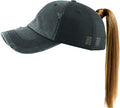 Classic Plain Ponytail Messy High Bun Headwear Adjustable Cotton Trucker Mesh Glitter Hat Baseball Cap