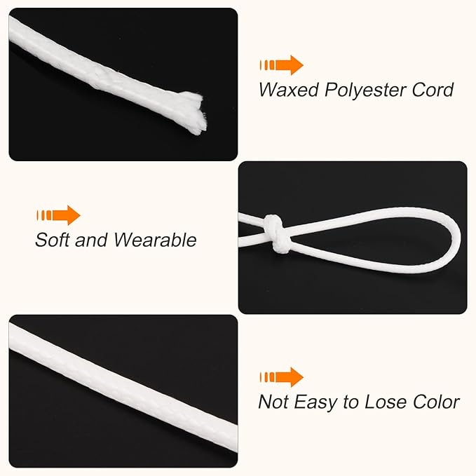 MECCANIXITY Waxed Polyester Cord 0.5mm 175 Yard White - Image 3