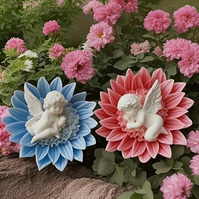 JDH 2PCS Flower Candle Molds, Heart Rose Candle Mold, 3D Angel Baby in - Image 7