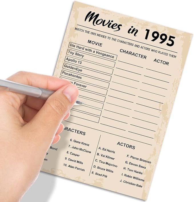 QUPT 30th Birthday Party Games, Movies in 1995 Games, Birthday Party Supplies - Image 4