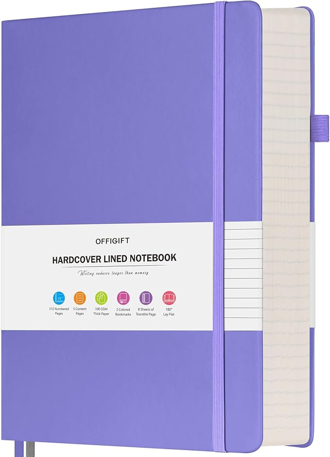 Lined Notebook Journal for Women Men, Large A5 College Ruled Notebook, 312 by OFFIGIFT