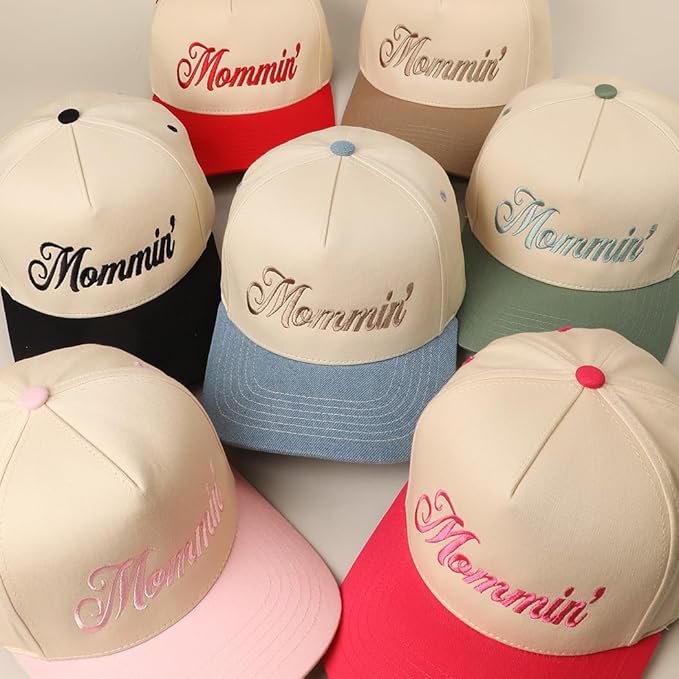 MIRMARU Two-Tone Vintage Canvas Trucker Hats for Men & Women, Adjustable Size Baseball Caps with Trendy Embroidered Design
