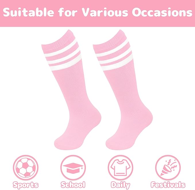 Olreco 1 Pack Toddler Kids Youth Soccer Socks Girls Boys Baseball Socks Youth Knee High Softball Football Accessories Cotton