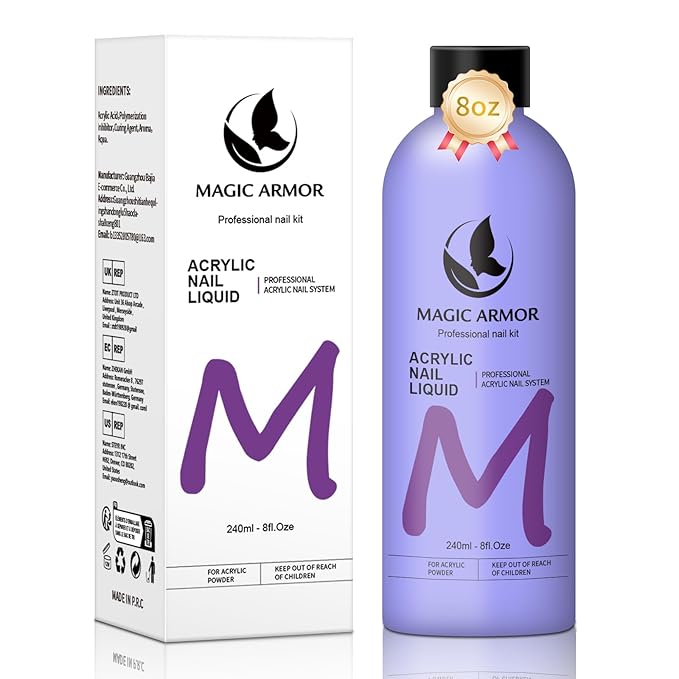 8FL.OZ Acrylic Liquid Monomer Acrylic Nail Liquid Non-Yellowing Acrylic Liquid by MAGIC+ARMOR