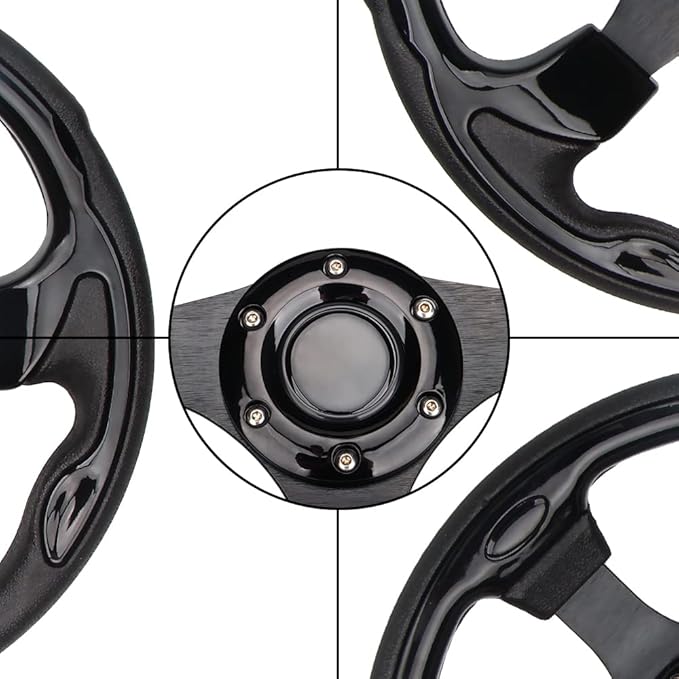 12.5inch Bright Black Golf Cart Steering Wheel with Ergonomic Design Universal Fit for Golf Cart Club Car EZGO RXV & TXT, Yamaha, Precedent Tempo, DS