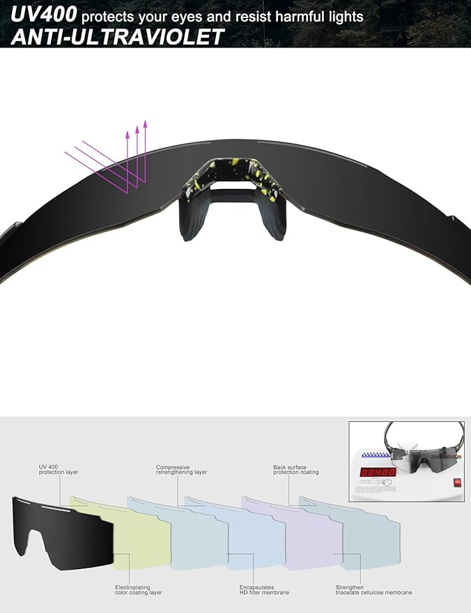 OULAIQI Cycling Sunglasses Polarized Sunglasses for Cycling Men Women with 1 Lens or 3 Interchangeable Lens Baseball Glasses