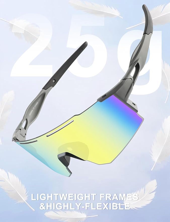 OULAIQI Cycling Sunglasses Polarized Sunglasses for Cycling Men Women with 1 Lens or 3 Interchangeable Lens Baseball Glasses