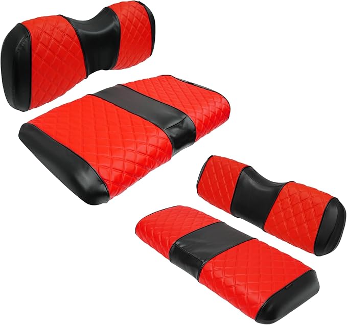 XUANYUDG0769 Golf Cart Front and Rear Seat Covers for Yamaha Drive/Drive 2 OEM Ordinary Front Seat and Aftermarket Common Rear Seat Kits, No Stapler Vinyl Leather Diamond Seat Covers