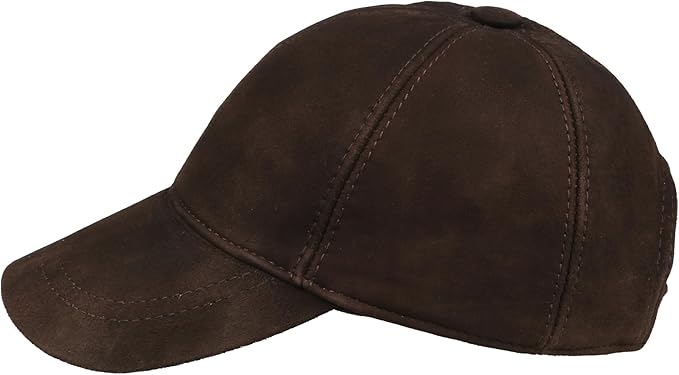 Suede Leather Baseball Cap – Unstructured 6 Panel Adjustable Strapback Hat for Men & Women