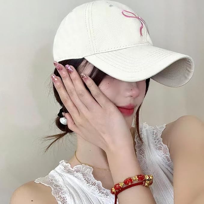 Sumleno Womens Trendy Cute Bow Baseball Cap Y2k Aesthetic Preppy Sun Cap Hiking Travel Trucker Hat Accessories