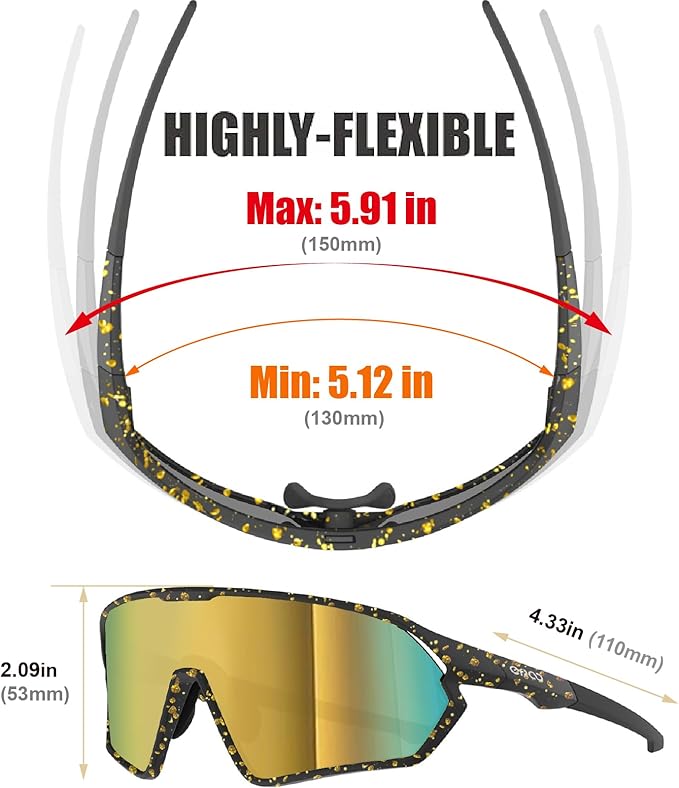 Youth Baseball Polarized Kids Sunglasses for Boys Girls Age 6-12 with Carrying Case Cycling Softball Padel Lightweight