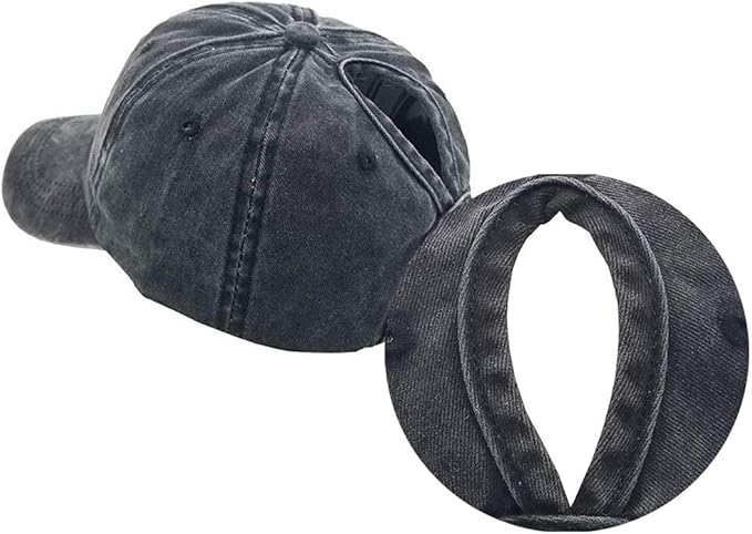 Eohak Ponytail Baseball Hat Distressed Retro Washed Womens Twill