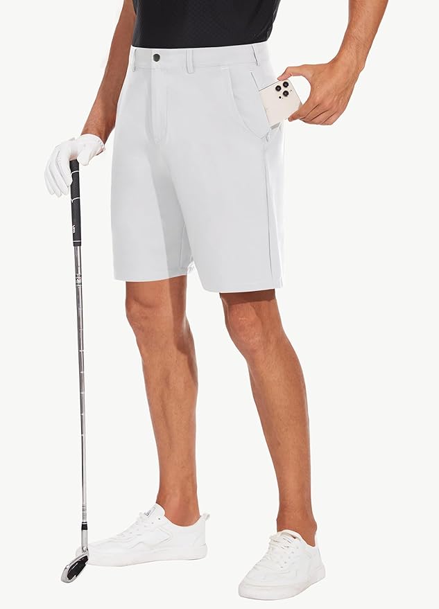 JWM Mens 7"/9" Stretch Golf Shorts - Lightweight Hybrid Casual Dress Work Flat Front Shorts with 5 Pockets Quick Dry UPF50