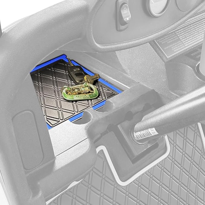 Xtreme MATS Dash Mat Compatible with EZGO RXV Golf Carts - Double Diamond Rubber Liner for GolfCar Cubbys and Dashes - Fits RXV Factory Dash - Golf Cart Accessory (Blue Trim, EZGO RXV)