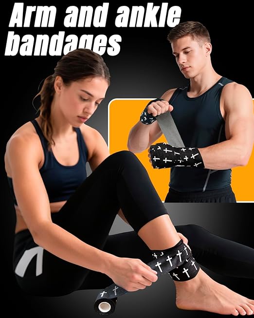 Yigney 3 Pack Black Cross Christian Athletic Tapes (2IN X 23FT) for Soccer, Football, Baseball, Gymnastics, Boxing, Tennis
