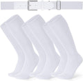 XZQTIVE 3 Pairs of Baseball Softball Socks and 1 Baseball Softball Belt Combo Set Knee-High Soccer Socks for Kids Youth Adult