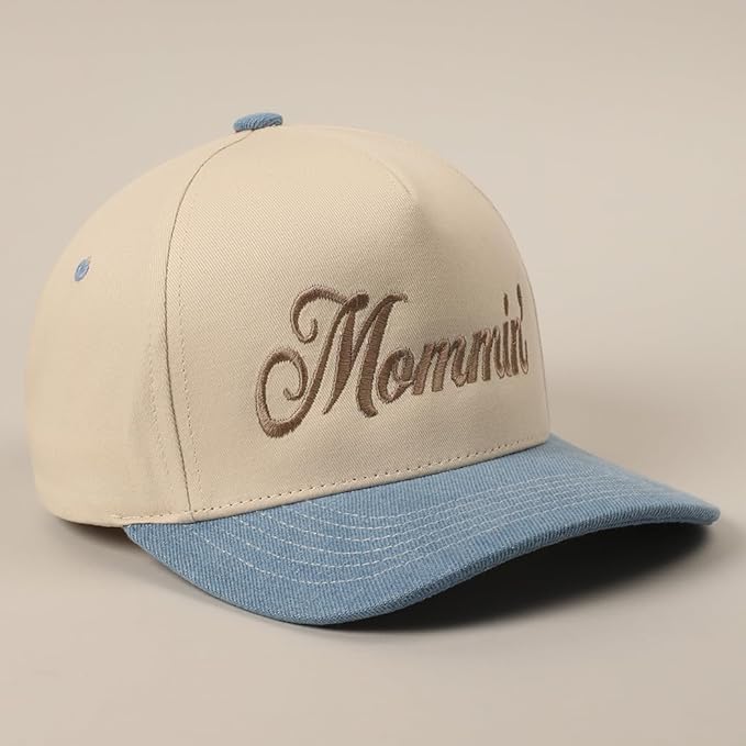 MIRMARU Two-Tone Vintage Canvas Trucker Hats for Men & Women, Adjustable Size Baseball Caps with Trendy Embroidered Design