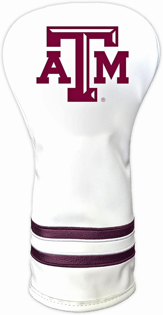 Team Golf NCAA White Vintage Driver Golf Club Headcover, Form Fitting Design, Retro Design