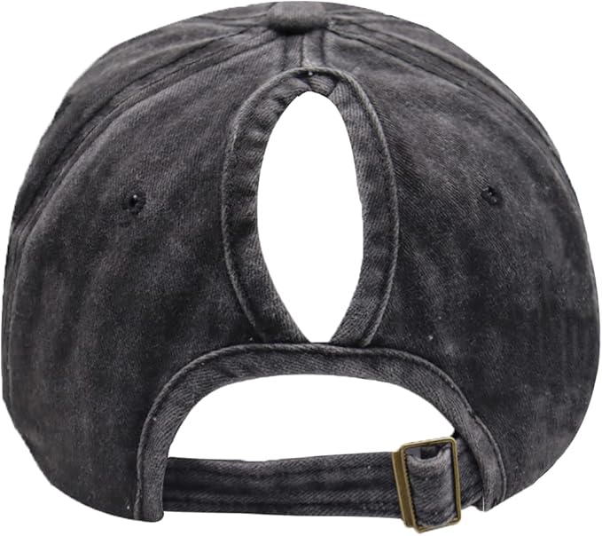 Barn Hair Don't Care Ponytail Hat, Embroidered Adjustable Cotton Baseball Cap, Horse Lovers Gifts for Girls Women