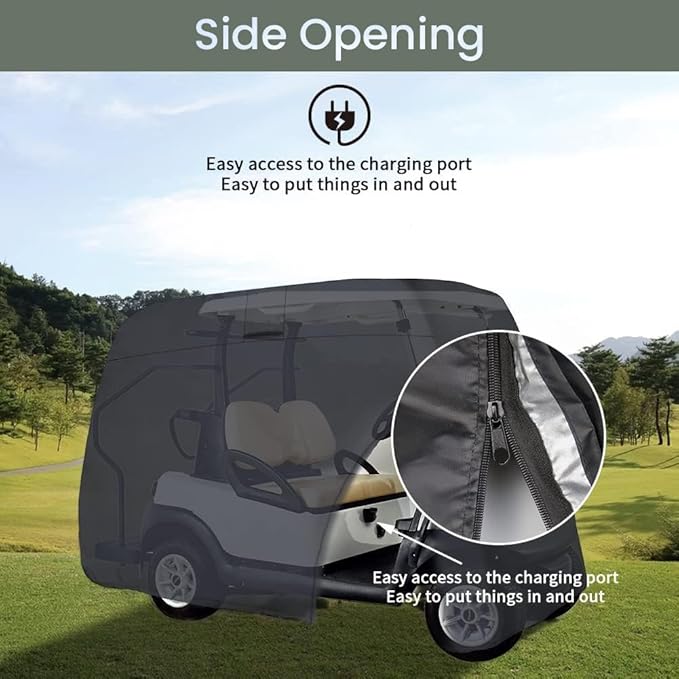 Golf Cart Cover 2/4/6 Passenger, All-Weather Protection Golf Cart Rain Covers, UV Resistant with Windproof Buckle Golf Cart Accessories (Fits for Club Car, for EZGO, for Yamaha)