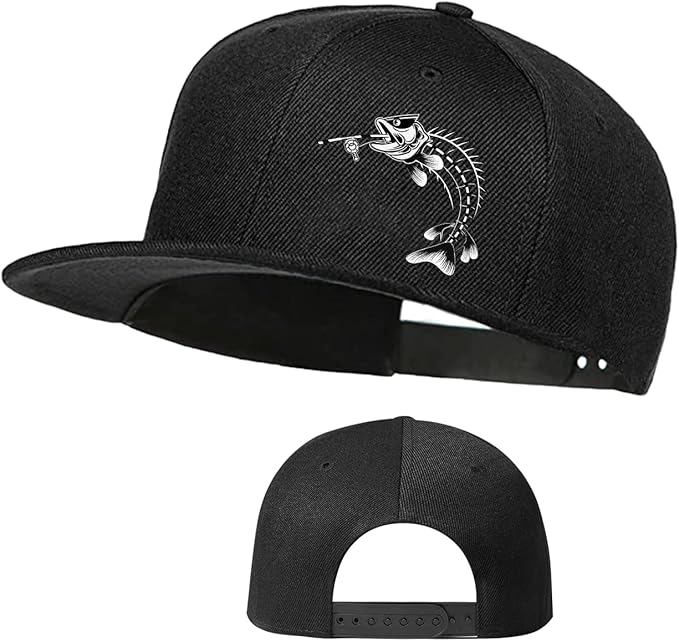 Skull Finger Flat Bill Hats for Men Black Mens Snapback Hat Baseball Cap Fitted Hat Rock N Roll Skeleton Hand Snap Backpack