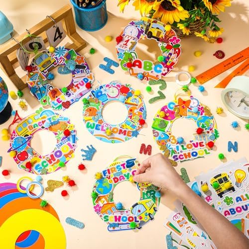 Hollowfly 48 Sets Back to School Craft Kits DIY Wreath for First Day
