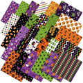 JarThenaAMCS 60Pcs Halloween Cotton Fabric Bundles 10 x 10 Inch Pumpkin Bat Ghost Black Cat Spider Web Precut Quilting Cotton Fabric Patchwork Squares for DIY Craft Sewing Party Decor