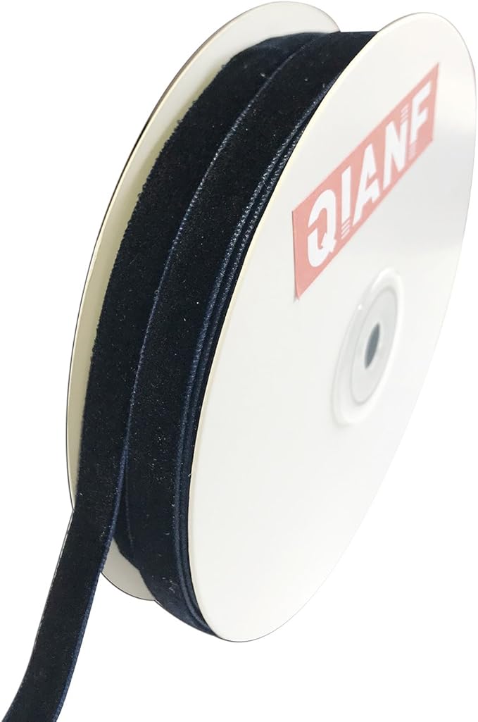 Vintage Navy Blue Velvet Ribbon, 3/8 Inch X 25Yd by QIANF