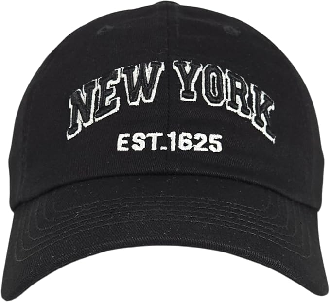 Elidan NY Dad Hat New York EST.1625 Cotton Cap, Adjust Buckle Strap, Unstructured Low-Profile NY Baseball Cap for Men & Women