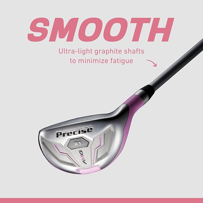 Precise AMG Women's Golf Clubs Full Set – Petite, Regular & Tall Sizes | Beginner & Intermediate | Right Handed | Driver, Fairway, Hybrid, Irons, Putter & Stand Bag