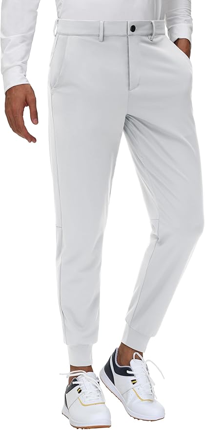 JWM Men's Stretch Golf Joggers Pants with Belt Loops - 29" 34" Slim Fit Tapered Casual Business Travel Dress Work Sweatpants