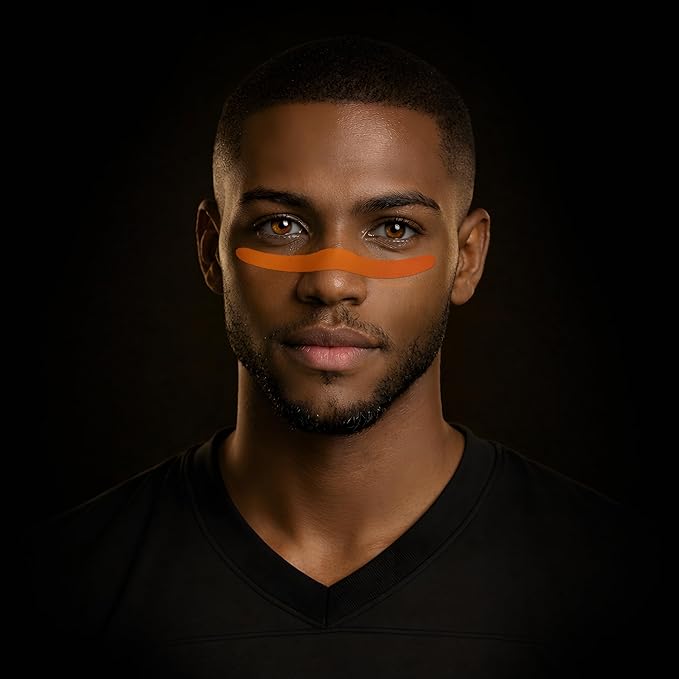 DRIP Strips Pro-Grade Eye Black Stickers, 24 Pack, Natural Flex & Stretch Eye Black Face Strips, Breathable, Sweat-Proof, Eye Black Football, Baseball, Softball, Lacrosse, Orange Blaze Grit Strip