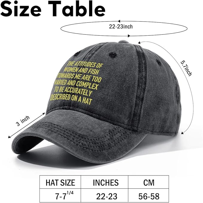 Fishing Adjustable Cotton Baseball Cap, Funny Trucker Hat Gift for Men Women Grandpa Dad Fishing Lover Fisherman