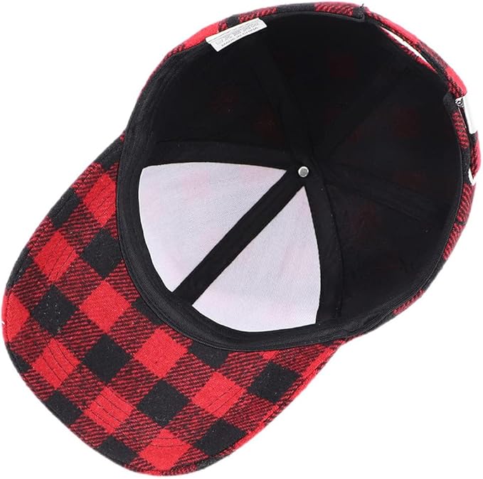 Classic Red-Black Baseball Caps Plaid-Checkered Baseball Hat Buffalo Christmas Hat for Women Men